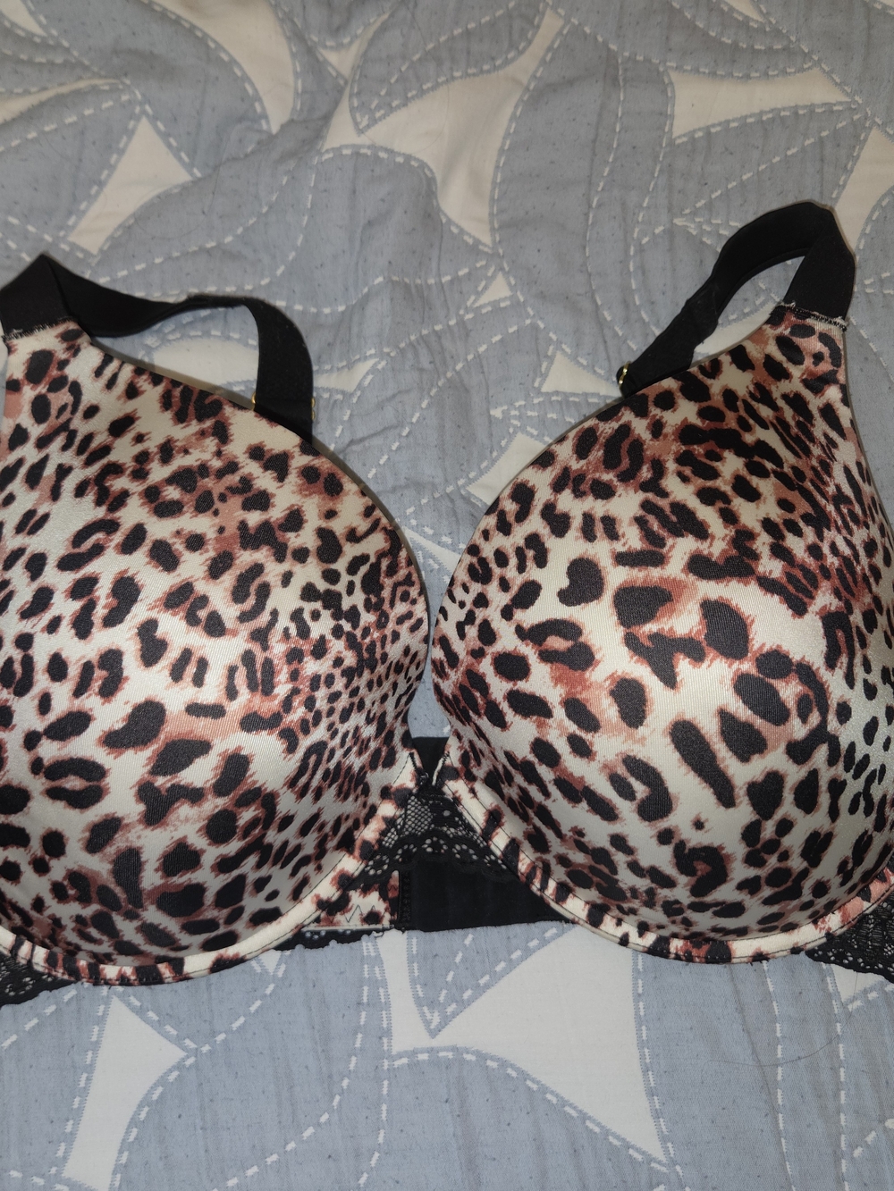 Leopard Print Padded Bra in Black and Pink